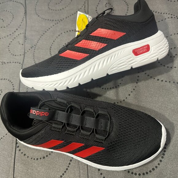 ADIDAS RUNNING TENISS BLACK RED & WHITE SHOES SIZE 9 MEN NEW NO BOX $$$ main image 5